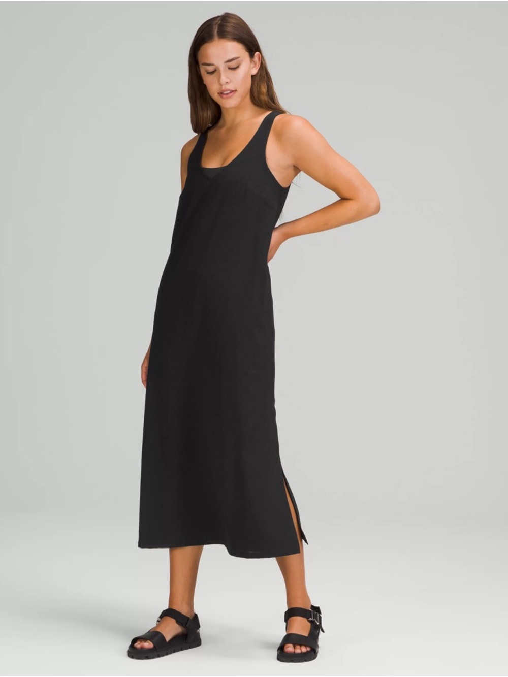 lululemon athletica Black V-Neck Midi Dress